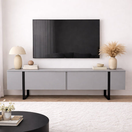 Mobile TV Melaminico Grigio Cornice Nera Blitz 50x180x29,5 cm