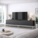 TV Meubels - TV Meubel Lord Antraciet Zilver Melamine 180x47x30 cm - Dimehouse