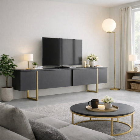Mobile TV Luxury Antracite Oro Melaminico 180x50x30 cm