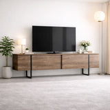 TV Meubels - TV Meubel Luxe Walnoot Zwart Melamine 180x50x30 cm - Dimehouse