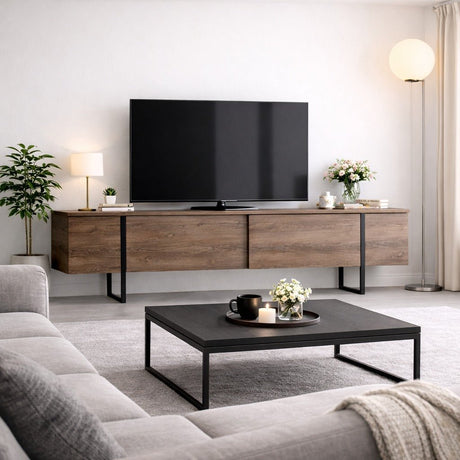 Mobile TV Lusso Noce Nero Melaminico 180x50x30 cm