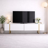 TV Meubels - TV Meubel Luxe Wit Goud Melamine 180x50x30 cm - Dimehouse