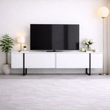 TV Meubels - TV Meubel Luxe Wit Zwart Melamine 180x50x30 cm - Dimehouse