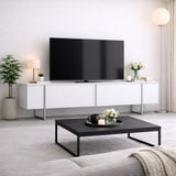 TV Meubels - TV Meubel Wit Luxe 180x50x30 - Zilver Frame - Dimehouse