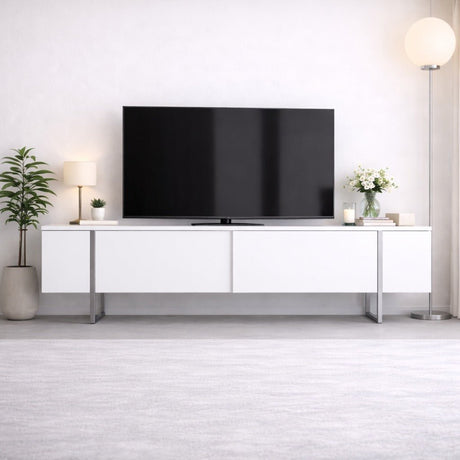 Mobile TV Bianco Lusso 180x50x30 - Cornice Argento