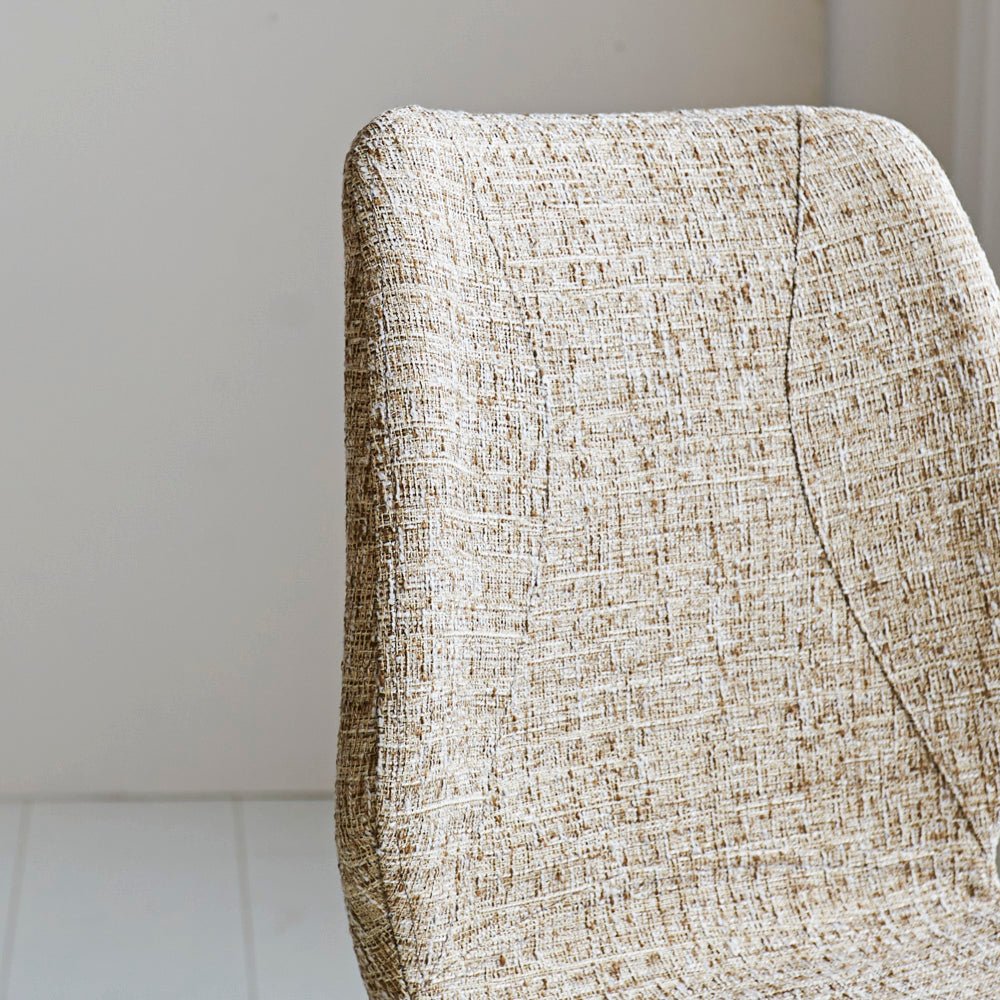 Barkrukken - Beau Barkruk Beige Chenille Stof - 67 cm Zithoogte - Zonder Armleuningen - Dimehouse