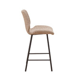 Barkrukken - Beau Barkruk Beige Chenille Stof - 67 cm Zithoogte - Zonder Armleuningen - Dimehouse