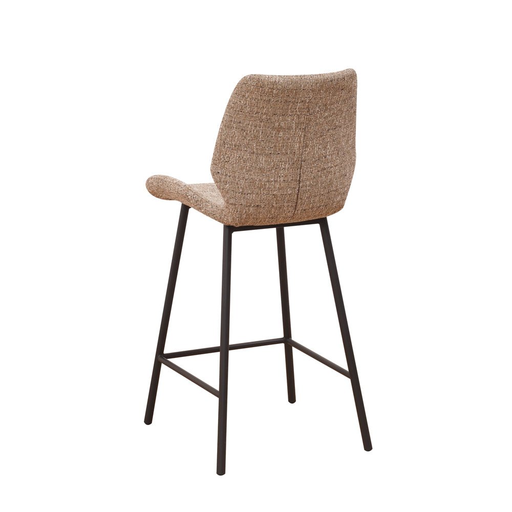 Barkrukken - Beau Barkruk Beige Chenille Stof - 67 cm Zithoogte - Zonder Armleuningen - Dimehouse