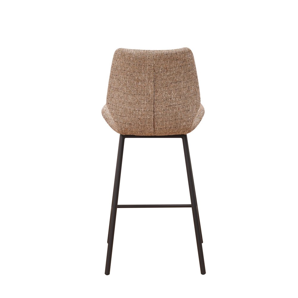 Barkrukken - Beau Barkruk Beige Chenille Stof - 67 cm Zithoogte - Zonder Armleuningen - Dimehouse