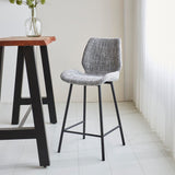 Barkrukken - Beau Barkruk Lichtgrijs Chenille Stof - 67 cm Zithoogte - Zonder Armleuningen - Dimehouse