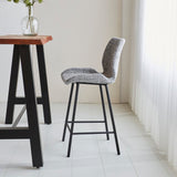 Barkrukken - Beau Barkruk Lichtgrijs Chenille Stof - 67 cm Zithoogte - Zonder Armleuningen - Dimehouse