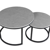 Salontafels - Salontafel set van 2 Trevor marmer grijs rond - Dimehouse