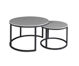 Salontafels - Salontafel set van 2 Trevor marmer grijs rond - Dimehouse