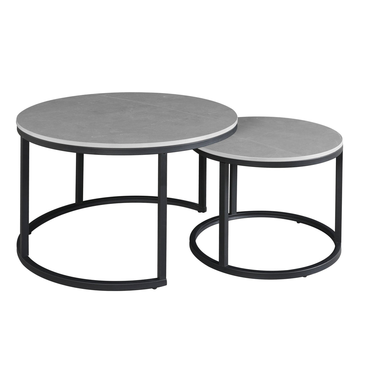 Salontafels - Salontafel set van 2 Trevor marmer grijs rond - Dimehouse