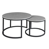 Salontafels - Salontafel set van 2 Trevor marmer grijs rond - Dimehouse