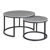 Salontafels - Salontafel set van 2 Trevor marmer grijs rond - Dimehouse