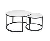 Salontafels - Salontafel set van 2 Trevor marmer wit rond - Dimehouse