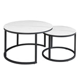 Salontafels - Salontafel set van 2 Trevor marmer wit rond - Dimehouse