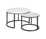 Salontafels - Salontafel set van 2 Trevor marmer wit rond - Dimehouse