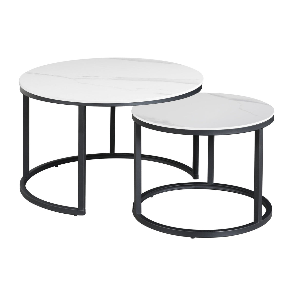 Salontafels - Salontafel set van 2 Trevor marmer wit rond - Dimehouse