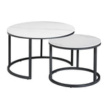 Salontafels - Salontafel set van 2 Trevor marmer wit rond - Dimehouse