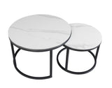 Salontafels - Salontafel set van 2 Trevor marmer wit rond - Dimehouse