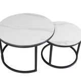 Salontafels - Salontafel set van 2 Trevor marmer wit rond - Dimehouse