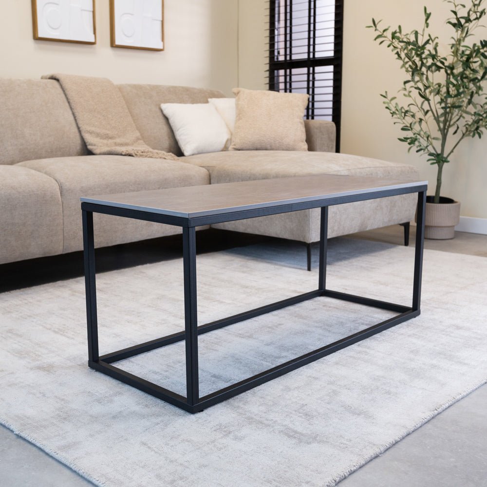 Salontafels - Salontafel Fien Grijs Marmerlook Rechthoekig 100x40 cm - Dimehouse
