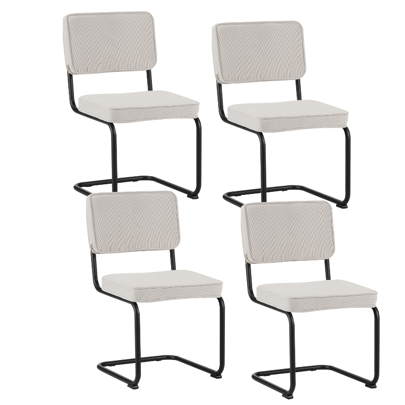 Eetkamerstoelen - Set van 4 Eetkamerstoelen Remo Crème Ribstof - Zonder Armleuningen - Dimehouse