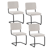 Eetkamerstoelen - Set van 4 Eetkamerstoelen Remo Crème Ribstof - Zonder Armleuningen - Dimehouse