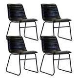 Eetkamerstoelen - Set van 4 Industriële Eetkamerstoelen Mark Zwart Kunstleer - Zonder Armleuningen - Dimehouse
