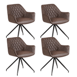 Eetkamerstoelen - Set van 4 Industriële Eetkamerstoelen Gian Taupe - Met Armleuningen - Dimehouse