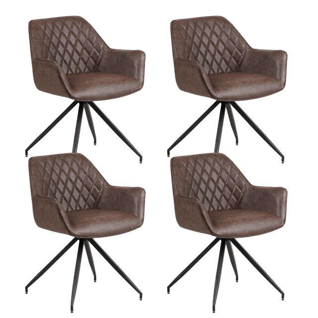 Eetkamerstoelen - Set van 4 Industriële Eetkamerstoelen Gian Taupe - Met Armleuningen - Dimehouse