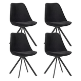 Eetkamerstoelen - Set van 4 Eetkamerstoelen Jace Velvet Zwart - Zonder Armleuningen - Dimehouse