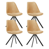 Eetkamerstoelen - Set van 4 Eetkamerstoelen Jace Velvet Beige - Zonder Armleuningen - Dimehouse