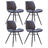 Eetkamerstoelen - Set van 4 Eetkamerstoelen Beau Antraciet Velvet Stof - Zonder Armleuningen - Dimehouse
