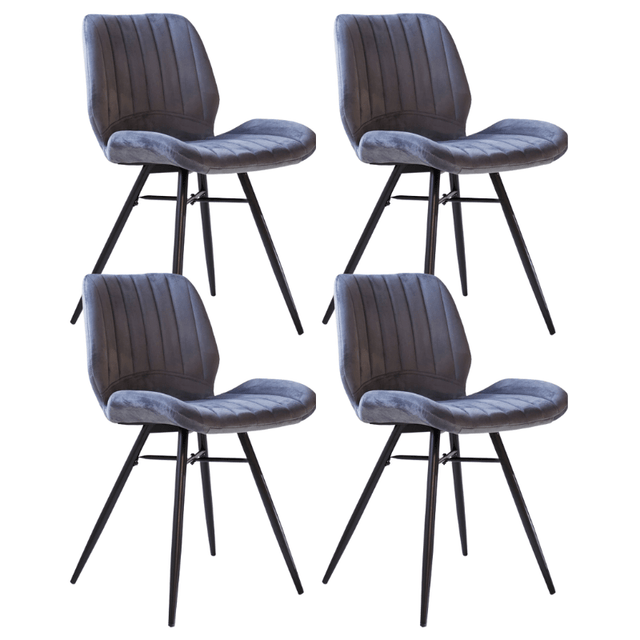 Eetkamerstoelen - Set van 4 Eetkamerstoelen Beau Antraciet Velvet Stof - Zonder Armleuningen - Dimehouse