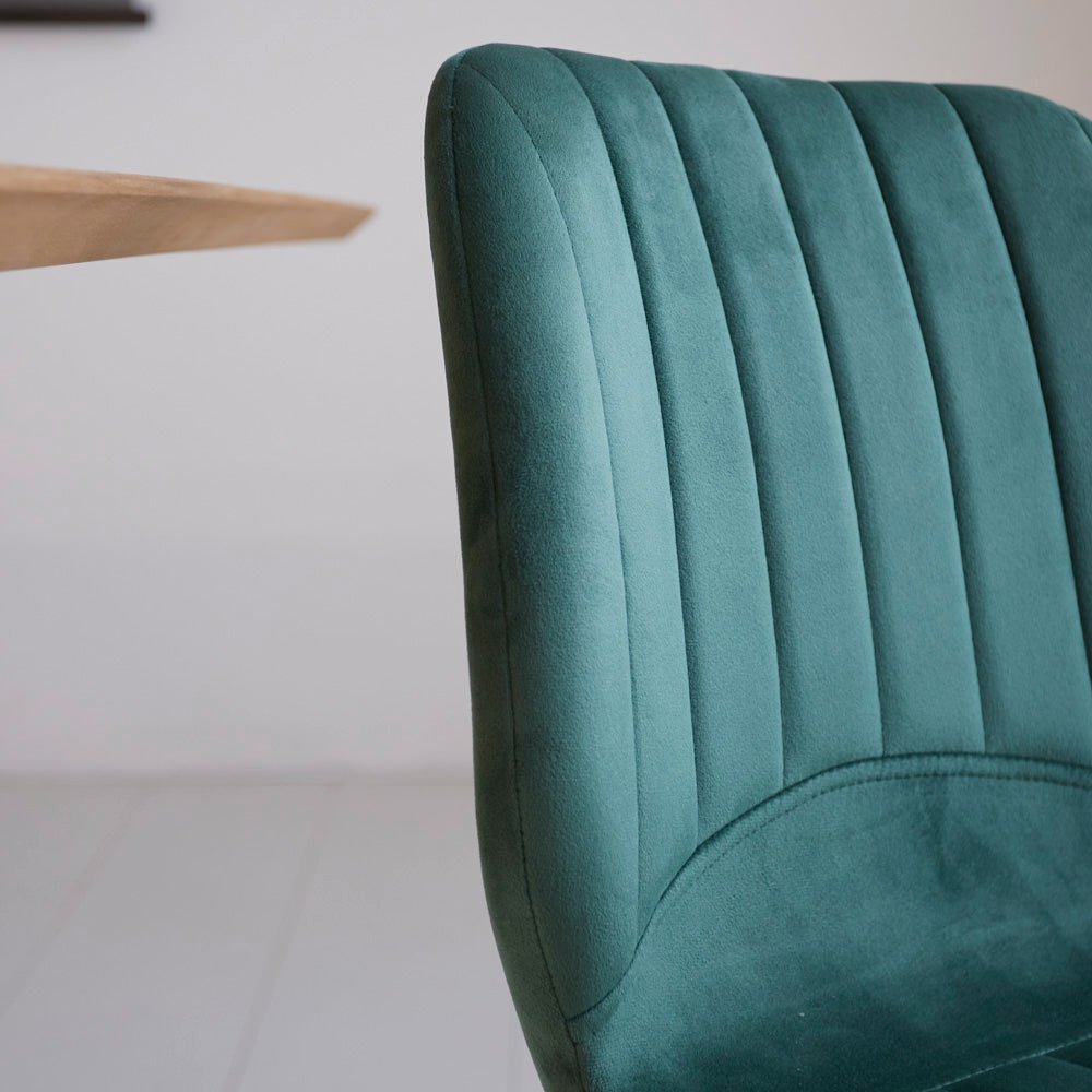 Eetkamerstoelen - Beau Eetkamerstoel Groen Velvet Stof - Zonder Armleuningen - Dimehouse
