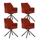 Set di 4 sedie da pranzo girevoli Novan Velluto color rame – Girevole di 180°
