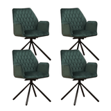 Set di 4 sedie da pranzo girevoli Novan Velluto Verde – Girevole di 180°
