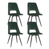 Eetkamerstoelen - Set van 4 Draaibare Eetkamerstoelen Mila Velvet Donker Groen - Zonder Armleuningen - Dimehouse