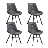 Eetkamerstoelen - Set van 4 Eetkamerstoelen Jada Antraciet Eco - leer - Zonder Armleuningen - Dimehouse