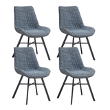 Set di 4 sedie da pranzo Jada in tessuto ciniglia blu - Senza braccioli