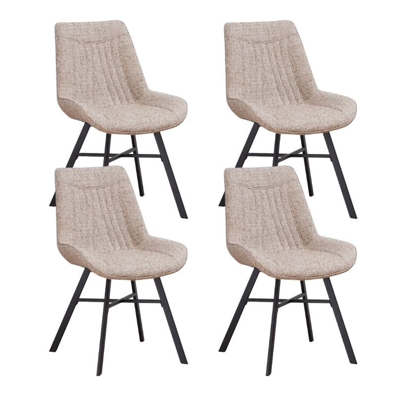Set di 4 sedie da pranzo Jada in tessuto ciniglia beige - Senza braccioli