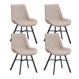 Set di 4 sedie da pranzo Jada in tessuto ciniglia beige - Senza braccioli