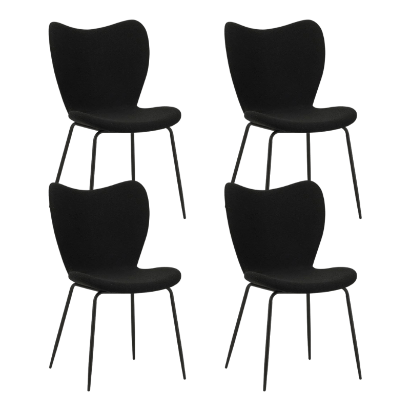 Set di 4 sedie da pranzo Sia in tessuto Bouclé nero - Senza braccioli