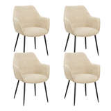 Set 4 Sedie Sala Da Pranzo Sev Tessuto Ciniglia Beige - Con Braccioli