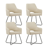 Eetkamerstoelen - Set van 4 Eetkamerstoelen Suzy Beige Stof - Met Armleuning - Dimehouse
