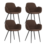 Eetkamerstoelen - Set van 4 Eetkamerstoelen met kuipvormige zitting Mick bruin - Dimehouse