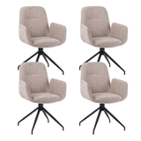 Set di 4 sedie da pranzo girevoli Nela Ciniglia Beige - Con braccioli